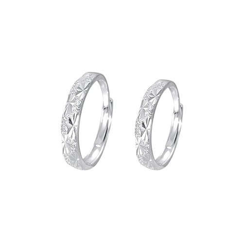 Aotiwe Eheringe Silber für Männer, Männer Ringe Unregelmäßige Textur 999 Sterling Silber Verstellbar von Aotiwe