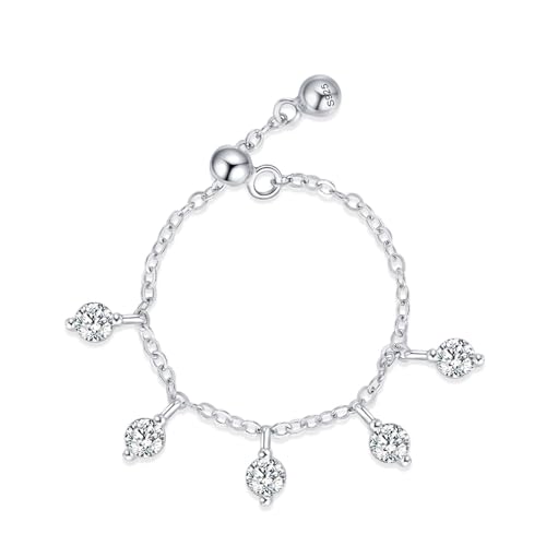 Aotiwe Eheringe Zum Verstellen, Eheringe Silber Anhänger Verstellbare Kette mit Rundschliff Weiß Zirkonia 925 Silber von Aotiwe