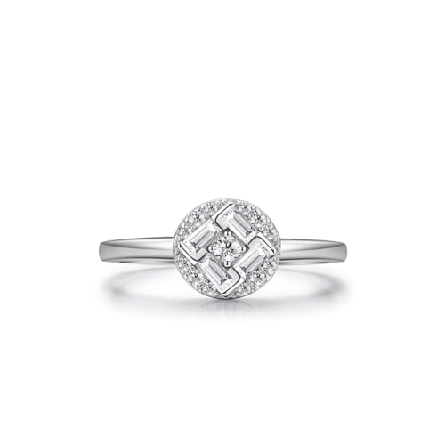 Aotiwe Fingerring Damen Set, Memoire Ring Silber Geometrie-Cluster-Set mit Rundschliff Weiß Zirkonia 925 Silber Größe 57 (18.1) von Aotiwe