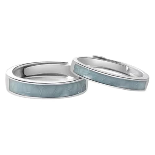 Aotiwe Fingerring Damen Silber 925, Ringe Silber Keramik mit Bandeinlage Paar Verstellbar Geschenk für Frauen von Aotiwe