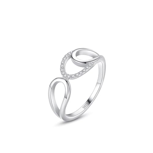 Aotiwe Fingerring Damen Silber 925, Silber Ringe Damen Unendlicher Symbolkanal mit Rundschliff Weiß Zirkonia Größe 49 (15.6) von Aotiwe