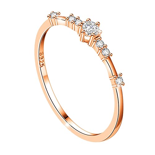 Aotiwe Frauen Ringe, Cooler Schmuck Damen Dünner Zirkonring Runden Rosegold Beschichtet Größe 52 (16.6) für Valentinstag von Aotiwe