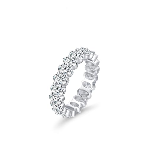 Aotiwe Freundschaftsringe, Boho Ringe Silber Kanaleinstellung mit Ovalschliff Weiß Zirkonia 925 Silber Größe 52 (16.6) von Aotiwe