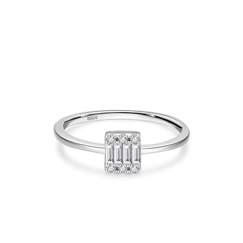 Aotiwe Freundschaftsringe Dünn, Ringe Damen Silber Rechteckige Collage Zirkon 925 Silber Größe 54 (17.2) von Aotiwe