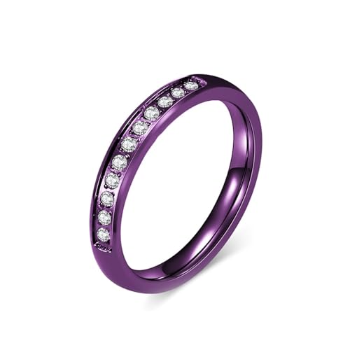 Aotiwe Freundschaftsringe Lila, Edelstahlring Damen Polierter 4mm Zirkoniaring Promise Ring Frau Größe 49 (15.6) von Aotiwe