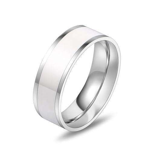 Aotiwe Freundschaftsringe Männer, Schmuck Ringe 7mm mit Weißer Emaille Weiß Ringe Herren Edelstahl Größe 62 (19.7) von Aotiwe