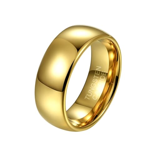 Aotiwe Freundschaftsringe Vergoldet, Ring for Men Einfach Poliert 8mm Freundschaftsringe Männer Wolfram Größe 54 (17.2) von Aotiwe