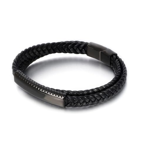 Aotiwe Friendship Bracelet Kit, Männer Armband Geflochten Geometrisches 2 Lagen Gewebe Schwarz Armband Mann Dünn Pu Leder 21.5cm von Aotiwe