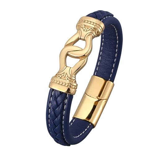 Aotiwe Friendship Bracelet Kit, Man Bracelet Armreif aus Leder mit Schnalle Gold Blau Armreif Vintage Pu Leder 16.5cm von Aotiwe