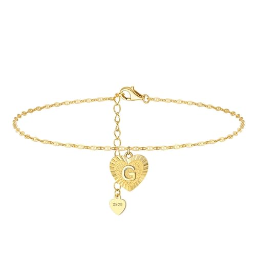 Aotiwe Fußkettchen für Damen, Damen Fusskette Silber 925 Sommer Kette mit Buchstabe G Fußkette Choker Gold von Aotiwe