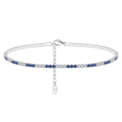 Aotiwe Fussketten für Frauen Silber Set, Damen Fusskette Silber 925 Zirkonia Tenniskette Fußkettchen Damen Set mit Blau Weiß Rundschliff Zirkonia von Aotiwe