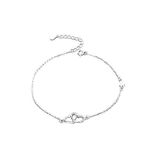 Aotiwe Fußschmuck Männer, Fußkettchen Damen 925 mit Rotem Herz Silber Oval Kette 19cm Fußschmuck Set von Aotiwe