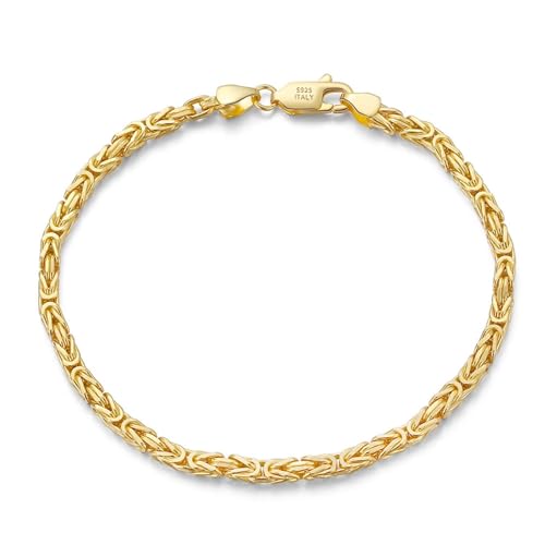 Aotiwe Gold Bracelet, Armband Freundin Byzantinische Kette Armband Freundschaft 925 Silber 21.5cm von Aotiwe