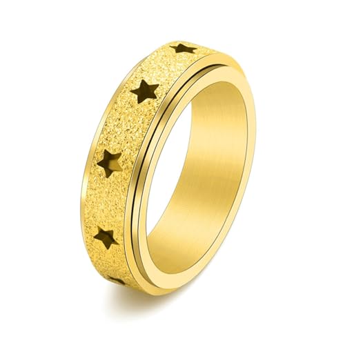 Aotiwe Goldene Ringe, Ring Schmuck Hohlstern Drehbar aus Edelstahl Größe 54 (17.2) Geschenk Beste Freundin von Aotiwe