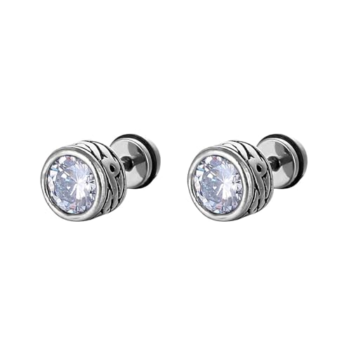 Aotiwe H Ohrstecker, Ohrringe Hochzeit mit Rundem Zirkonia Weiß Edelstahl 15mm Geschenk Werdender Papa von Aotiwe