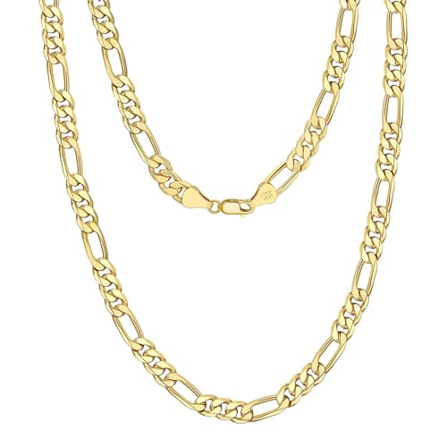 Aotiwe Halskette Damen ohne Anhänger, Collier Silber 925 Damen Figarokette 3,3 mm Necklace Women Bridal Gold 55cm von Aotiwe
