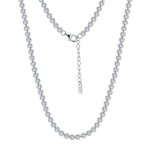 Aotiwe Halskette Silber Zart, Damen Halskette 925 Tenniskette 3mm Schmuck Damen Kette 3.0mm 35+5cm mit Weiß Rundschliff Zirkonia von Aotiwe