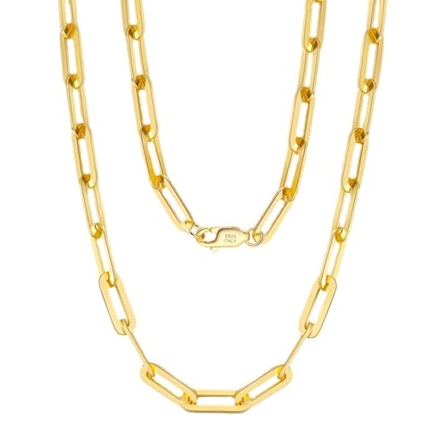 Aotiwe Halsketten für Frauen, 925 Silberkette Damen Büroklammerkette 2,2 mm Necklace Women Mom Gold 55cm von Aotiwe