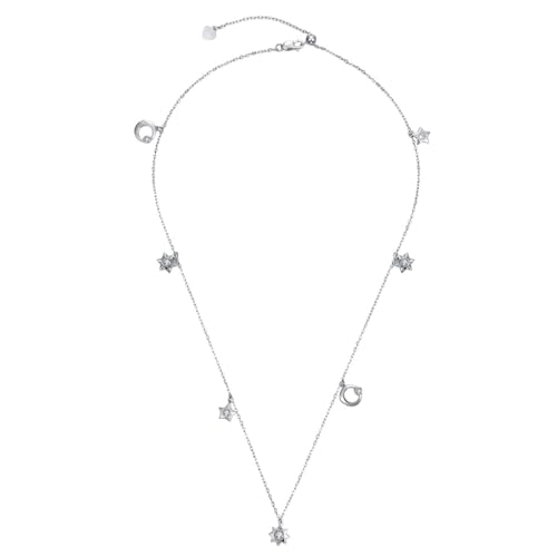 Aotiwe Halsketten für Frauen, Collier Damen Modeschmuck Stern Mond Necklace Women Minimalist Silber mit Weiß Rundschliff Zirkonia 925 Silber von Aotiwe