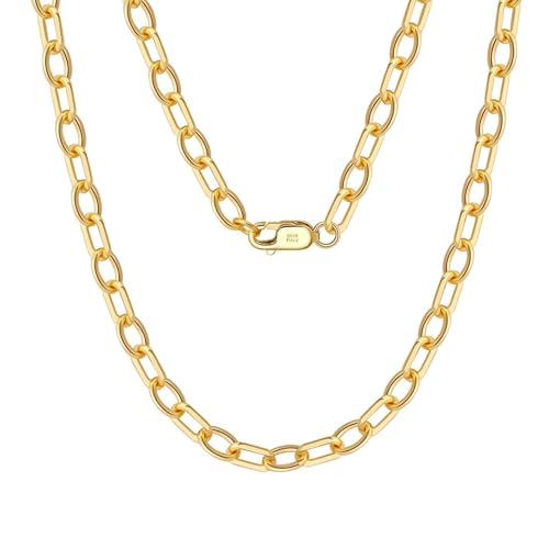 Aotiwe Halsreif Gold, Collier Damen Modeschmuck Kette Collier Modeschmuck 55cm 925 Silber Geschenke für Frauen von Aotiwe