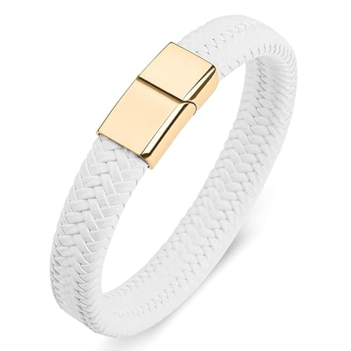 Aotiwe Herren Armbänder Leder, Herren Armband Weiß Geometrischer Typ Bracelet Set 20cm Witzige Geschenke für Männer von Aotiwe
