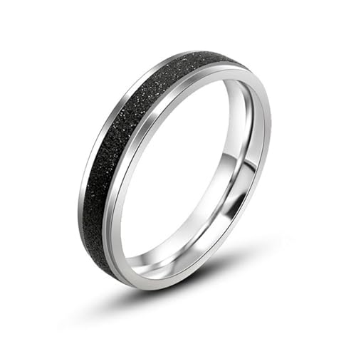 Aotiwe Herren Ring, Herren Ringe 4mm Mattiert Silber Schwarz Ringe Herren Edelstahl Größe 62 (19.7) von Aotiwe