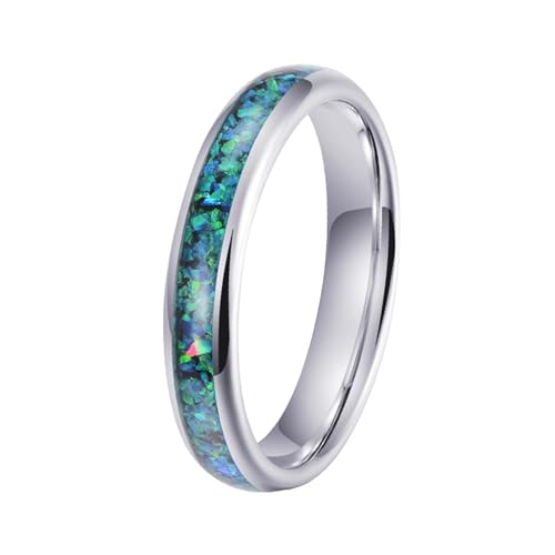 Aotiwe Herren Ring, Ring Männer Liebe Polierter Blauer Opal Silber Ring Herren Verlobung Wolfram Größe 52 (16.6) von Aotiwe