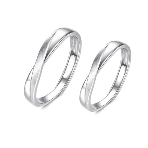 Aotiwe Herren Ringe 925 Silber Set, Edelstahl Ringe Damen Silber Möbiusband Paar Verstellbar von Aotiwe