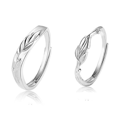 Aotiwe Herren Ringe 925 Silber Set, Silberring Herren Silber Blätter Verstellbar Väter Geschenk von Aotiwe