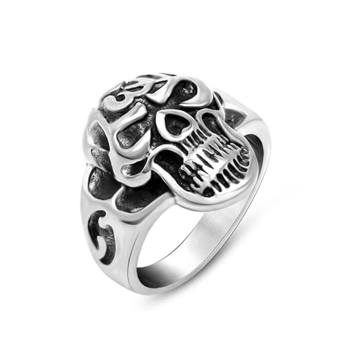 Aotiwe Herren Ringe Breit, Cute Rings Vintage Schädel Punk Silber Pinky Ring Herren Edelstahl Größe 57 (18.1) von Aotiwe