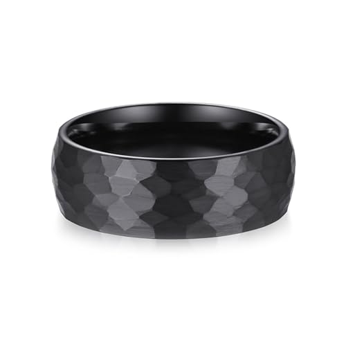 Aotiwe Herren Ringe Schwarz, Promise Ring Männer Geometrisch Matt Gebürstet 8mm Ring Verlobung Wolfram Größe 49 (15.6) von Aotiwe