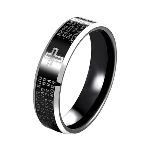 Aotiwe Herren Ringe Schwarz Set, Pinky Ring Herren Poliertes Kreuz 6mm Eheringe für Herren Wolfram Größe 57 (18.1) von Aotiwe