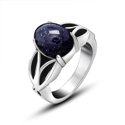 Aotiwe Herren Ringe für Daumen, Ringe Herren Retro Blätter mit Blaustein Silber Ring Men Edelstahl Größe 62 (19.7) von Aotiwe