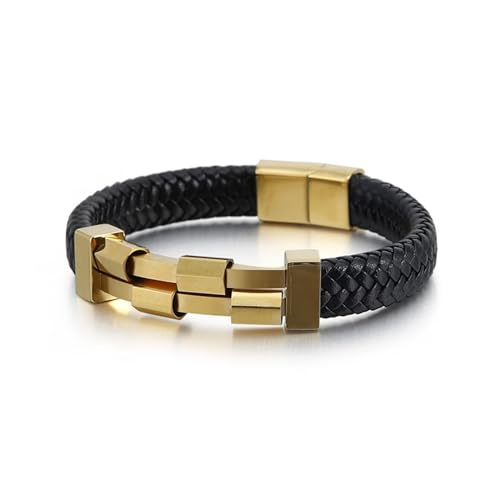 Aotiwe Herrenarmbänder, Armbänder Gold Set Elegant Herren Armbänder Dünn Pu Leder 21cm Jahrestag Geschenk von Aotiwe