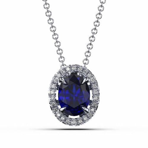 Aotiwe Kette Damen Freundschaft, Collier Silber 925 Damen Ovale Form Kette Aesthetic Blau mit Zirkonia von Aotiwe