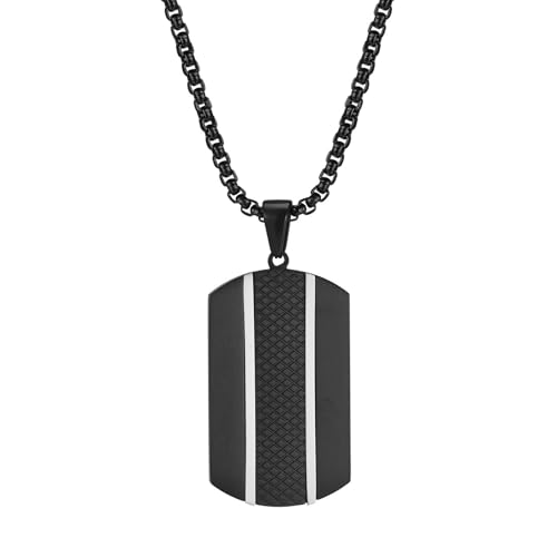 Aotiwe Kette Herren Schwarz, Kette Edelstahl Set Erkennungsmarken Mens Necklace Anhänger mit Kette 60cm von Aotiwe
