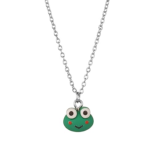 Aotiwe Kette Silber Vintage, Kette Damen Collier Süßer Frosch Metalllegierung 41+7cm Geschenke für Frauen Zum Geburtstag von Aotiwe