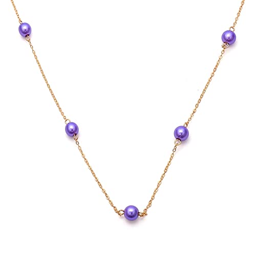 Aotiwe Layered Kette Vergoldet, Ketten Modeschmuck Damen Perltürkis Lange Kette Violett Mama Geschenk von Aotiwe
