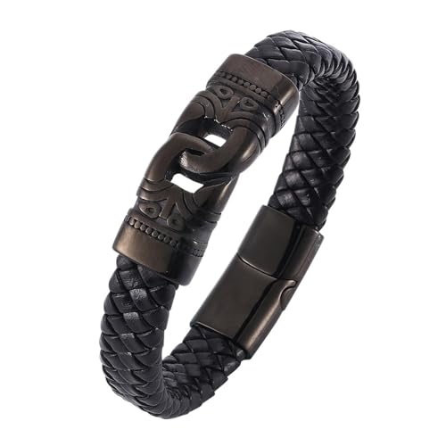 Aotiwe Lederarmband Herren Einfach, Armband Herren Schwarz Dünn Armband aus Geflochtenem Lederband mit Schnalle Herren Armband Kette 16.5cm von Aotiwe