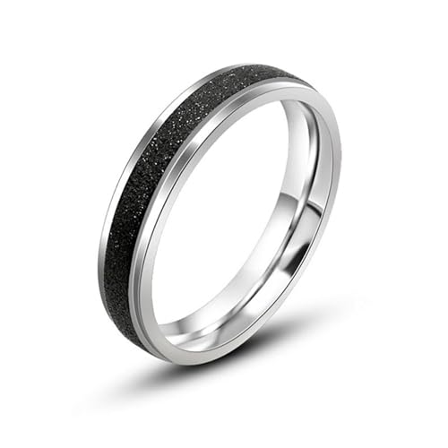 Aotiwe Männer Ringe, Heiratsantrag Ring 4mm Mattiert Silber Schwarz Eheringe für Herren Edelstahl Größe 52 (16.6) von Aotiwe