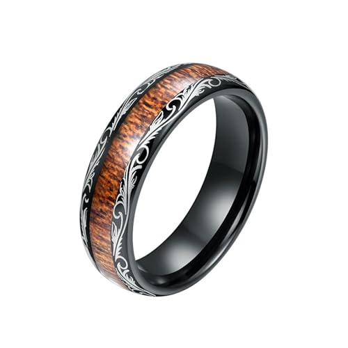 Aotiwe Männer Ringe Schwarz, Ringe Vintage Vintage Poliertes Holz Promise Ring Men Wolfram Größe 57 (18.1) von Aotiwe