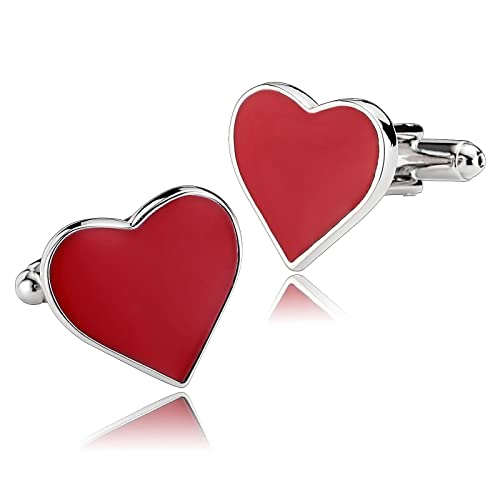 Aotiwe Manschettenknöpfe UK, Manschettenknöpfe Bruder Herz Rot Rostfreier Stahl Business Stil Vatertag von Aotiwe