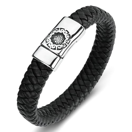 Aotiwe Matching Bracelets, Armband Herren Schwarz Dünn Blumen Dünnes Armband Herren Pu Leder 20cm von Aotiwe