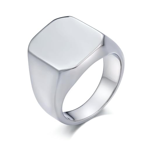 Aotiwe Matching Rings, Herren Ringe für Daumen Rechteck Silber Ringe Herren Dünn Edelstahl Größe 67 (21.3) von Aotiwe