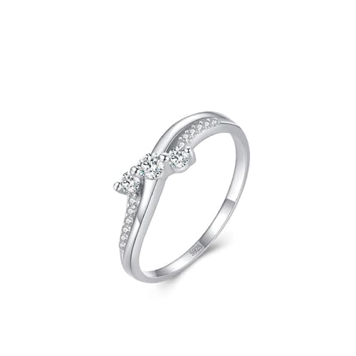 Aotiwe Memoire Ring, Ringe Frauen 925 Silber Eleganter Dreistein mit Rundschliff Weiß Zirkonia Größe 52 (16.6) von Aotiwe