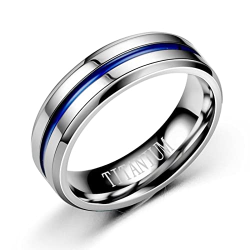 Aotiwe Midi Ring Edelstahl, Jahrestag Geschenk 6Mm Silber Zwischen Blau 60 (19.1) für Partnerschaft Trauung von Aotiwe