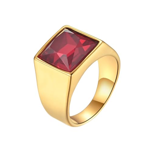 Aotiwe Modeschmuck Ringe, Stainless Steel Ring Einfach Breit mit Rot Quadratschliff Zirkonia Größe 57 (18.1) von Aotiwe