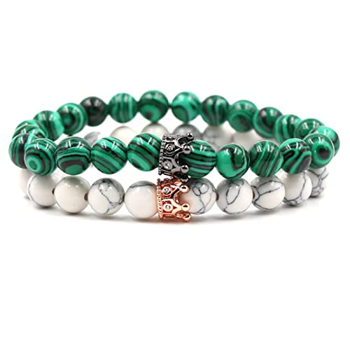 Aotiwe Opal Armband Herren, Bead Bracelet Kit 8 mm Opal Kronenarmband Grün Edelstahl 19cm von Aotiwe