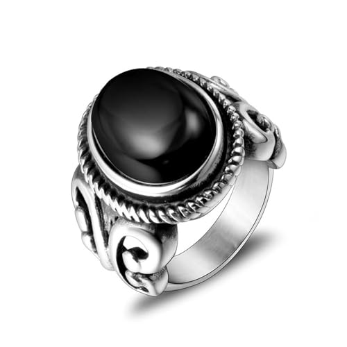 Aotiwe Promise Ring Silber, Ring Männer Edelstahl Schmetterling mit Schwarzem Stein Eheringe Herren Größe 57 (18.1) von Aotiwe