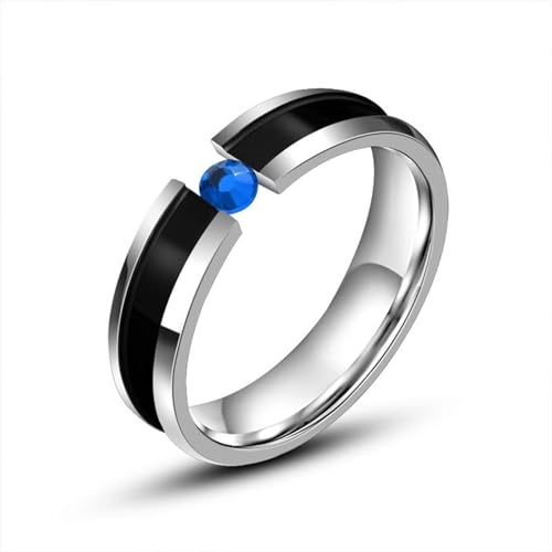 Aotiwe Promise Ring for Men, Herren Ringe Fantasy 5mm mit Blauem Zirkonia Silber Schwarz Promise Ring Herren Edelstahl Größe 62 (19.7) von Aotiwe